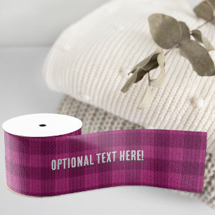 Magenta Plaid - Deep Cerise Pink - Optional Text Grosgrain Ribbon