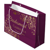 Magenta Plum & Gold Curls Elegant Bridesmaid