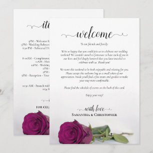 Magenta Plum Rose Wedding Welcome & Itinerary Program