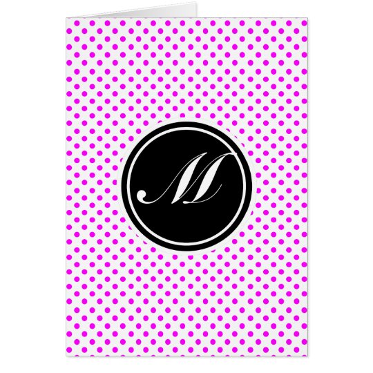 Magenta Polka Dot and Monogram Card
