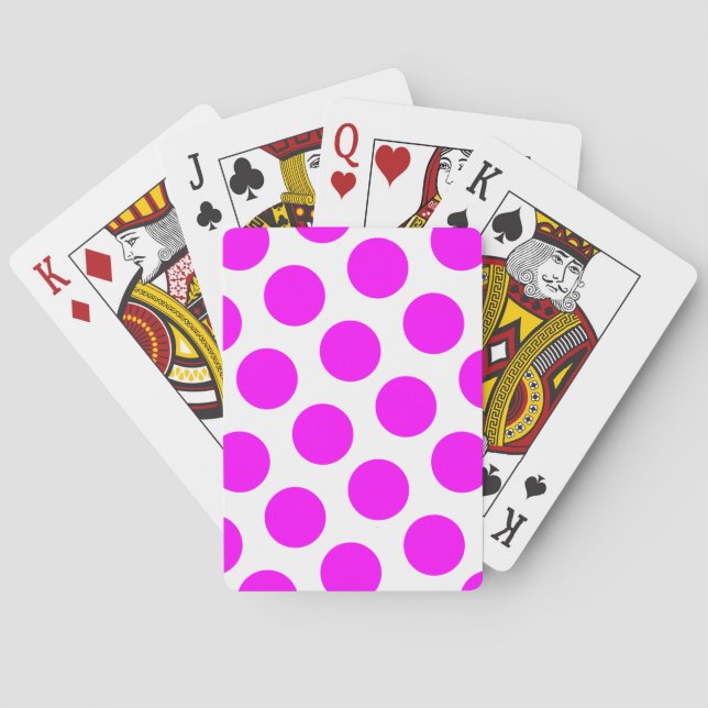 Magenta Polka Dots Playing Cards (Back)