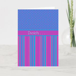 Magenta Polka Dots Thank You Card: Welsh Greeting Card