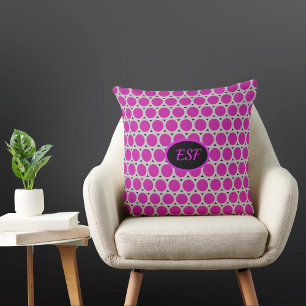 Magenta Pop Art Circles Throw Pillow