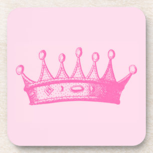 Magenta Princess Crown on Pink Background Coaster