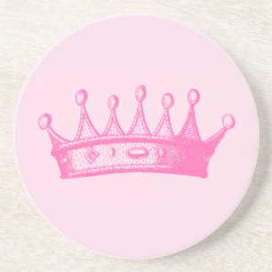 Magenta Princess Crown on Pink Background Coaster
