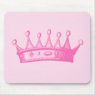 Magenta Princess Crown on Pink Background Mouse Pad