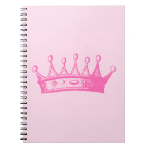 Magenta Princess Crown on Pink Background Notebook