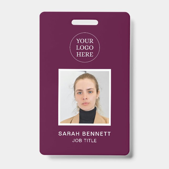 Magenta Professional Employee Office Photo ID Badge (Front)