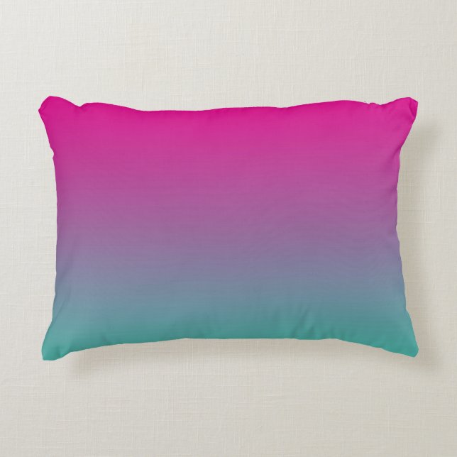 “Magenta Purple And Teal Ombre” Decorative Cushion (Front)