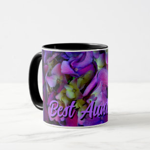 Magenta Purple blue yellow Hydrangeas flowers Aunt Mug