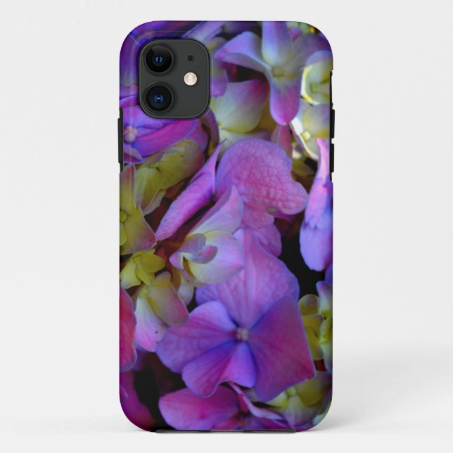 Magenta Purple blue yellow Hydrangeas flowers Case-Mate iPhone Case (Back)