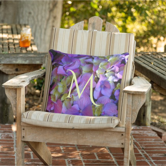 Magenta Purple blue yellow Hydrangeas flowers Cushion (Chair)