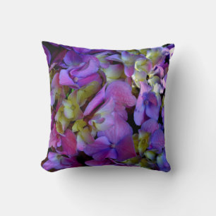 Magenta Purple blue yellow Hydrangeas flowers Cushion