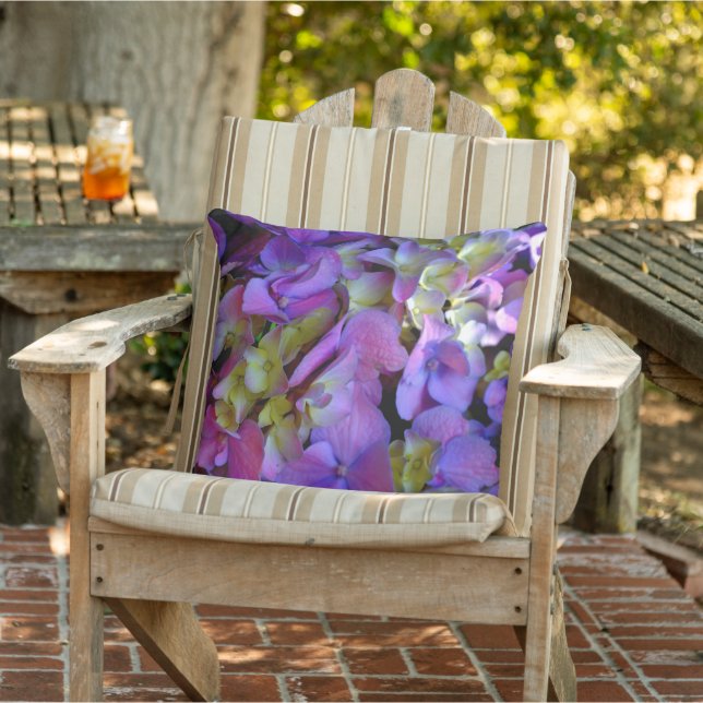 Magenta Purple blue yellow Hydrangeas flowers Cushion (Chair)