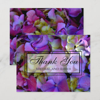 Magenta Purple blue yellow Hydrangeas flowers Thank You Card