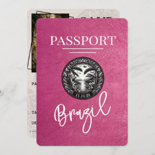 Magenta Purple Brazil Passport Save The Date