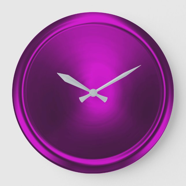 Magenta Purple Button Large Clock (Front)