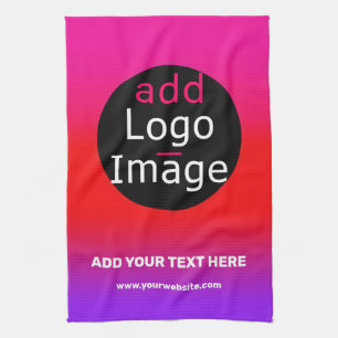 Magenta & Purple Customisable Business Gradient Tea Towel