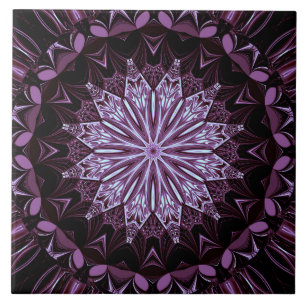 Magenta Purple Decorative Floral Ceramic Tile