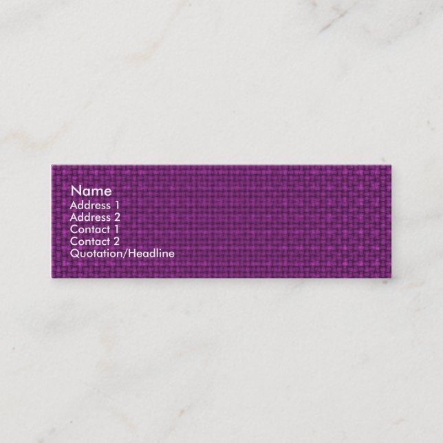 Magenta Purple Fabric Texture Mini Business Card (Front)