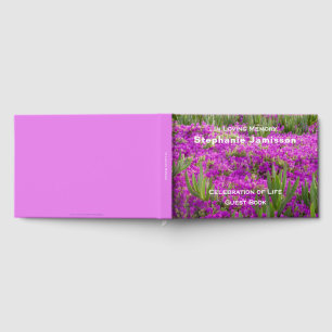 Magenta Purple Flowers, Floral Celebration of Life Guest Book