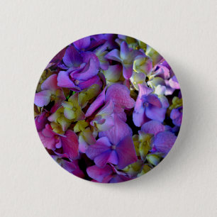 Magenta Purple Hydrangeas Purple blue yellow 6 Cm Round Badge