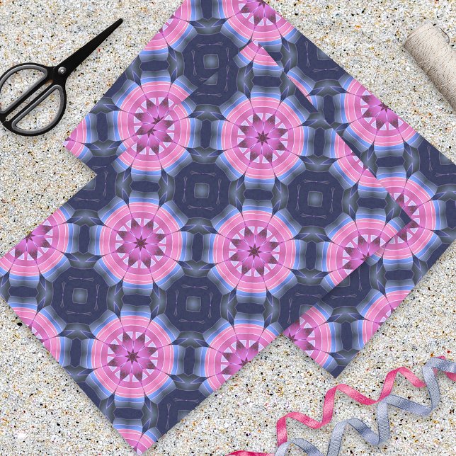 Magenta Purple Indigo Geometric Flowers Pattern Tissue Paper (Creator Uploaded)