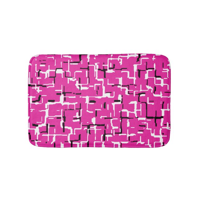 Magenta Purple Pink Black White Pattern Bath Mat (Front)