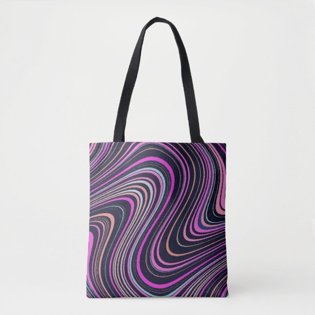 Magenta Purple Pink Navy Pattern Tote Bag (Front)
