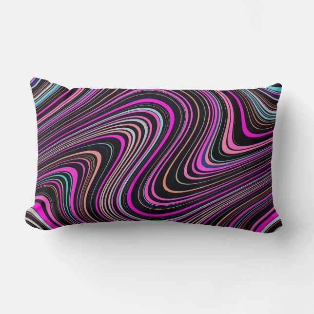 Magenta Purple Pink Pattern Lumbar Cushion (Front)