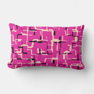 Magenta Purple Pink Yellow Black Modern Pattern Lumbar Cushion