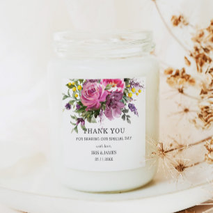 Magenta Purple Yellow Floral Boho Wedding Favour Square Sticker