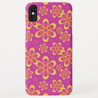 Magenta Purple Yellow Groovy Flower Pattern