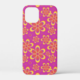 Magenta Purple Yellow Groovy Flower Pattern iPhone 12 Mini Case