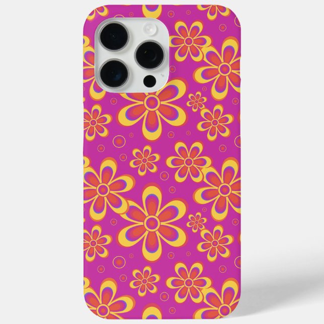 Magenta Purple Yellow Groovy Flower Pattern Case-Mate iPhone Case (Back)