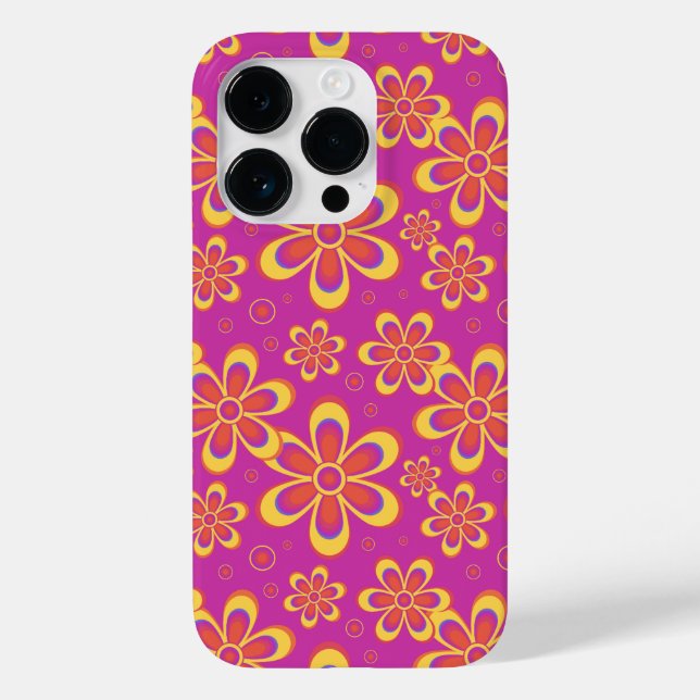 Magenta Purple Yellow Groovy Flower Pattern Case-Mate iPhone Case (Back)