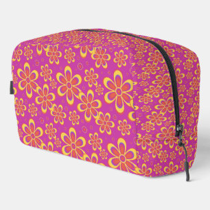 Magenta Purple Yellow Groovy Flower Pattern Dopp Kit