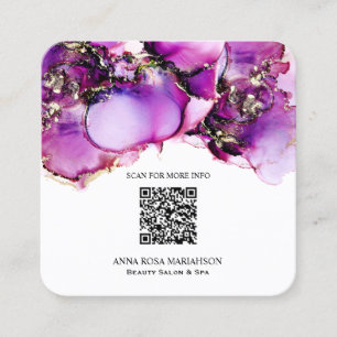 *~* Magenta QR CODE Yummy  Gold Gilded  AP29  Square Business Card