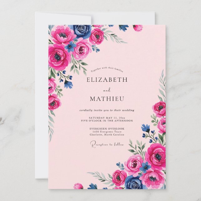 Magenta Radiant Summer Wedding Invitation (Front)