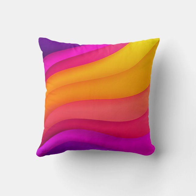 Magenta Rainbow Waves Cushion (Back)