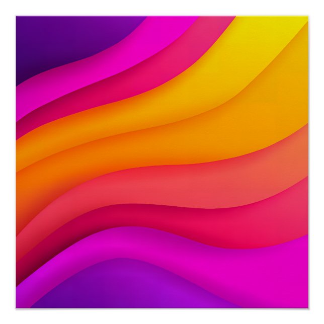 Magenta Rainbow Waves Poster (Front)