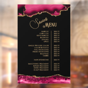 Magenta Red Agate Services Menu