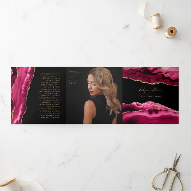 Magenta Red Agate Trifold Brochure (Outside)