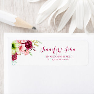 Magenta Red Amaryllis Floral Return Address Label