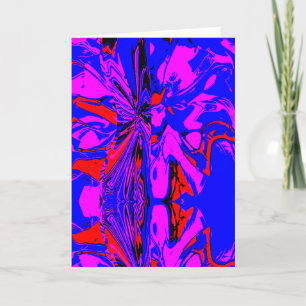 Magenta Red Black Blue Fantasy Flower with Figure Card