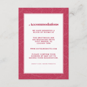  Magenta Red Modern Wedding Accommodation Detail Enclosure Card