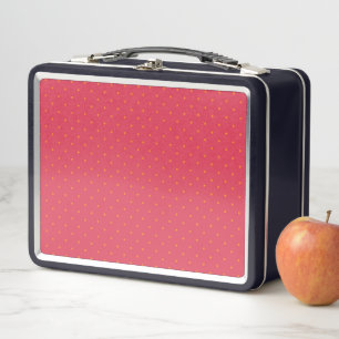 Magenta Red Pink With Goldfish Orange Spots Metal Lunch Box