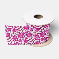 Magenta Retro Hand Drawn Floral Pattern