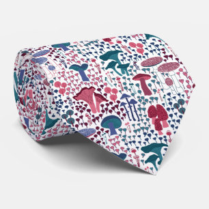 Magenta Retro Mushroom Tie