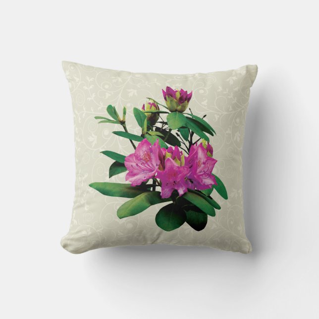 Magenta Rhododendrons With Buds Cushion (Front)